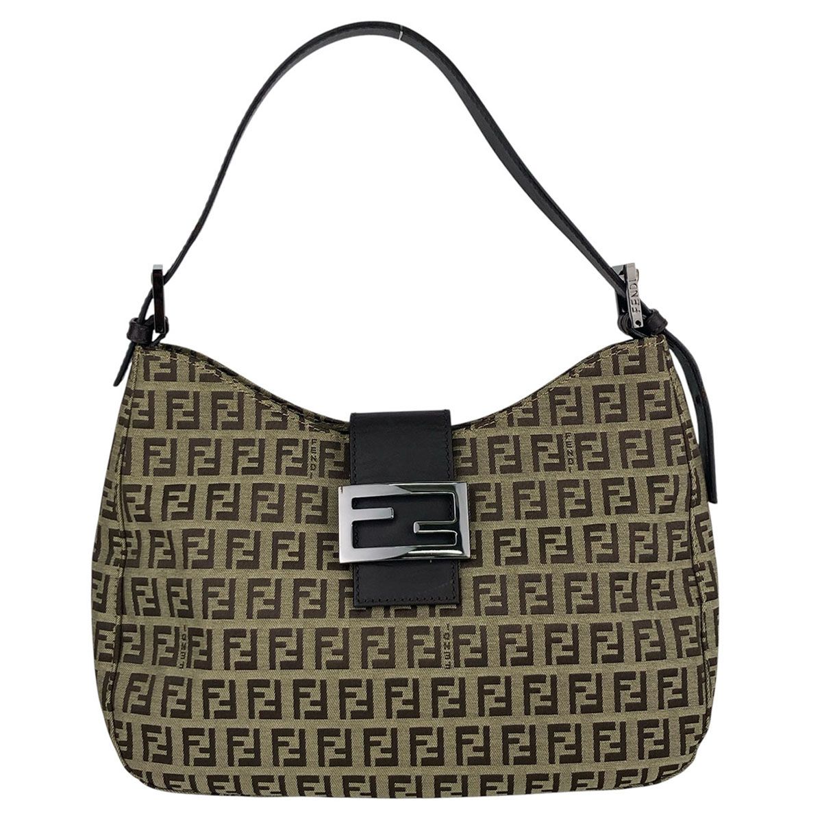 FENDI フェンディ ズッカ　ズッキーノ マンマバケット ワンショルダーバッグ ショルダーバッグ 16115 レディース キャンバス レザー ブラウン 中古
