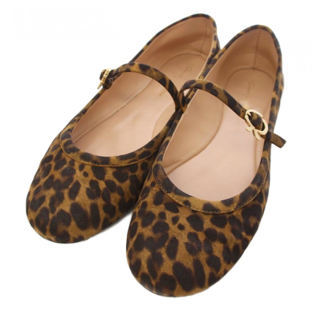 Gianvito Rossi レオパード柄 フラットシューズ ジャンヴィトロッシ Gianvito Rossi CARLA LEOPARD バレエシューズ