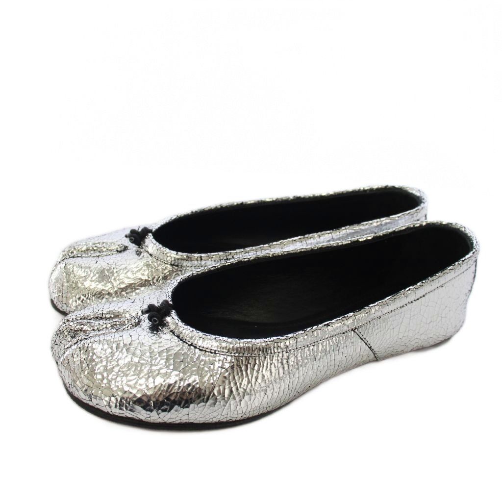 メゾンマルジェラ 22 Maison Margiela 22 マルタンマルジェラ タビ ブロークンミラー バレエシューズ フラットシューズ レザー 35 シルバーカラー S58WZ0042 /YT