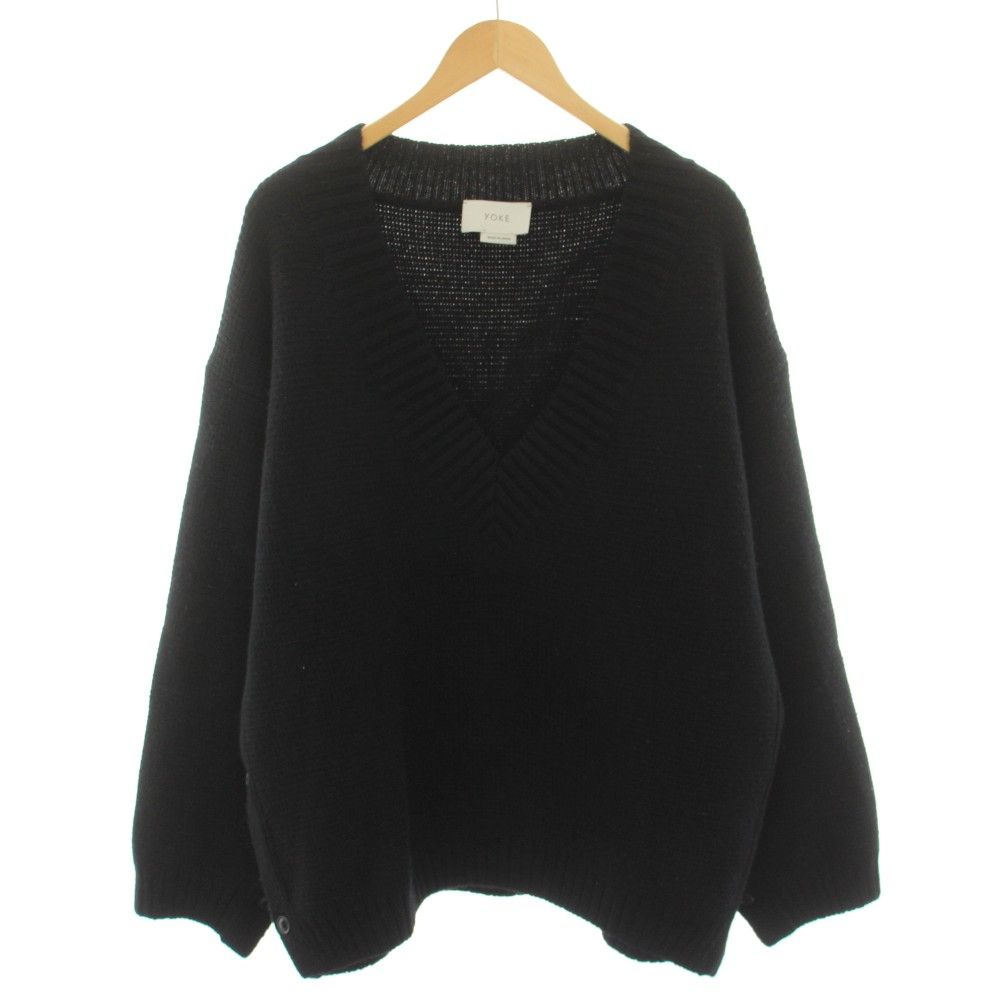 ヨーク YOKE 5ゲージミラノリブVネックニット 5G MILANO RIB V-NECK KNIT セーター 長袖 アルパカ混 M 黒 ブラック YK19AW0070S /YT