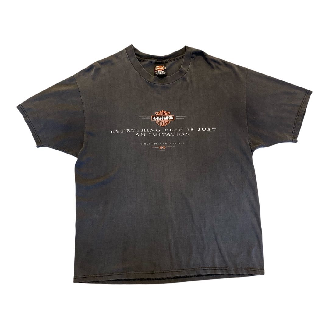 Harley-Davidson Quad Loma Linda CA Graphic T-Shirt Black XL USA Made Y2K/ ハーレーダビッドソン ブラックフェード プリントTシャツ サイズXL アメリカ製　【F574】