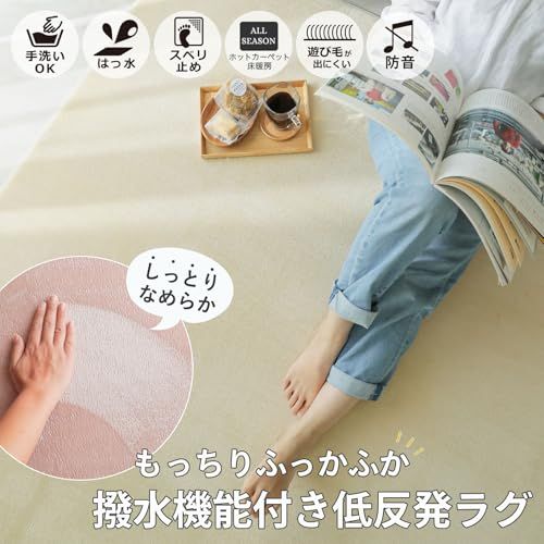 グラムスタイル ラグ カーペット 洗える 厚手 低反発 撥水 1畳 95×140cm スーパームートプラス スノー ホワイトｍａ