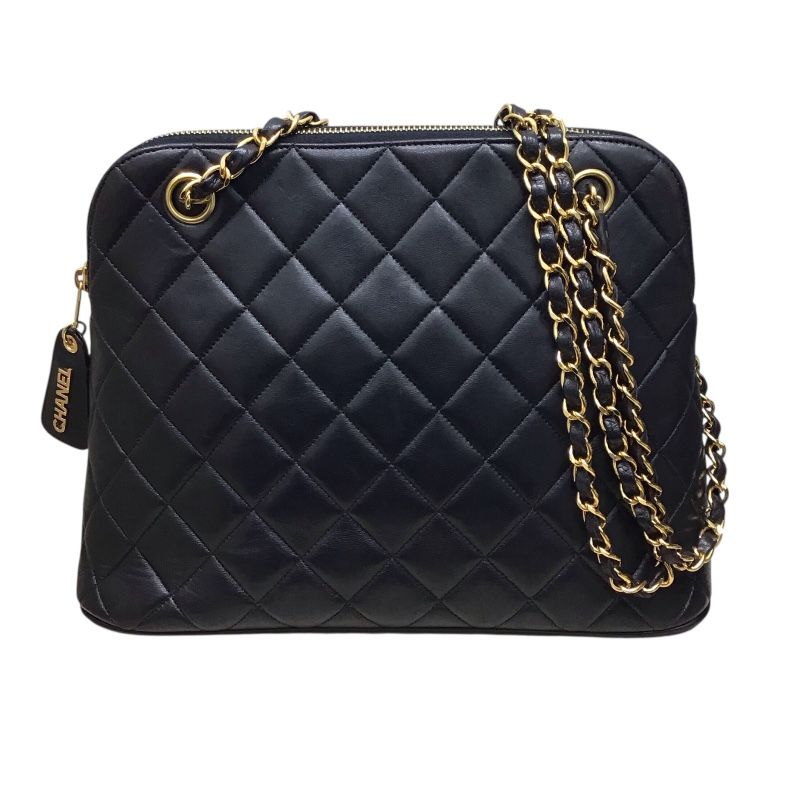 シャネル CHANEL マトラッセチェーントートバッグ 40番台 ブラック ゴールド金具 ラムスキン レディース トートバッグ