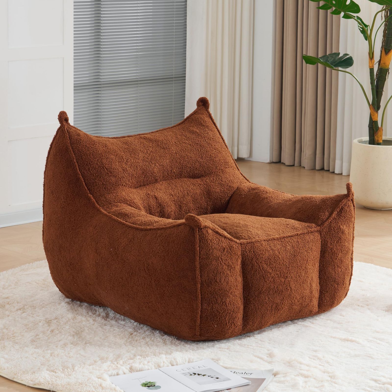 ソファ 一人掛け クッションソファー 座椅子 完成品 幅99cm フロアソファー ｜ コンパクト 座る 実用性 包まれる感じ シンプル 耐荷重150kg ふわふわ感 圧力分散 一人暮らし 豆袋 かわいい ミニサイズ (ブラウン)ｍａ