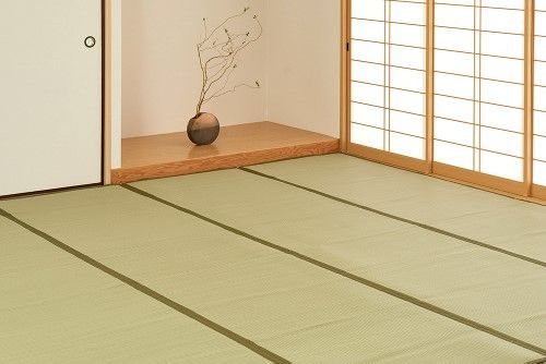 萩原 洗えるい草風カーペット　四条　江戸間8帖　グリーン