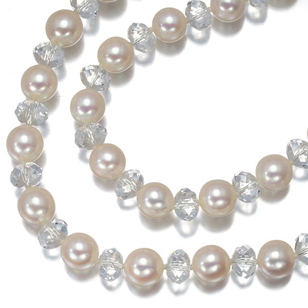 TASAKI タサキ ネックレス パール 真珠 6.5-6.8mm イミテーションストーン ヴァリエ ロング シルバー #196746
