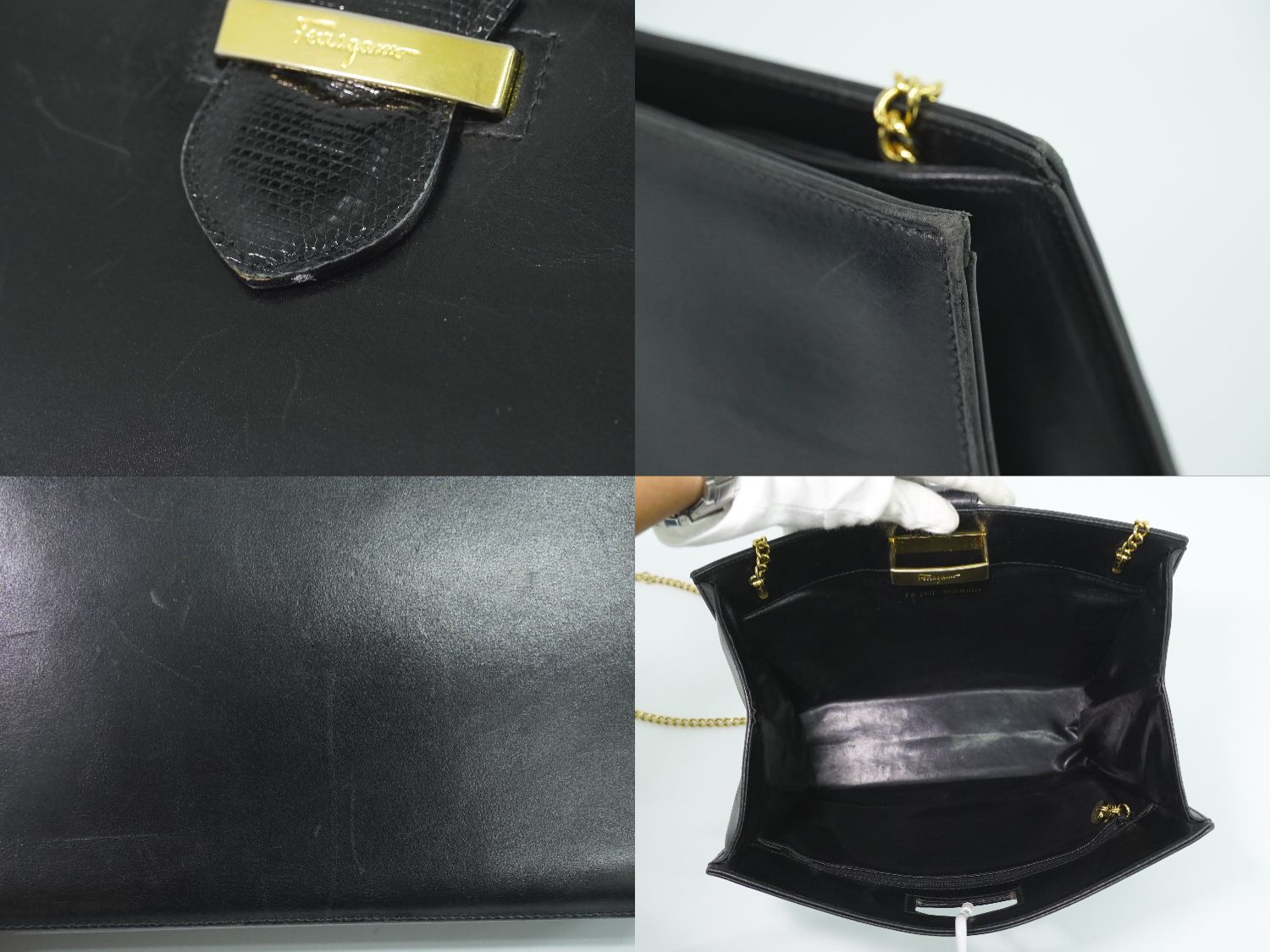 本物 サルヴァトーレ フェラガモ Salvatore Ferragamo レザー チェーン