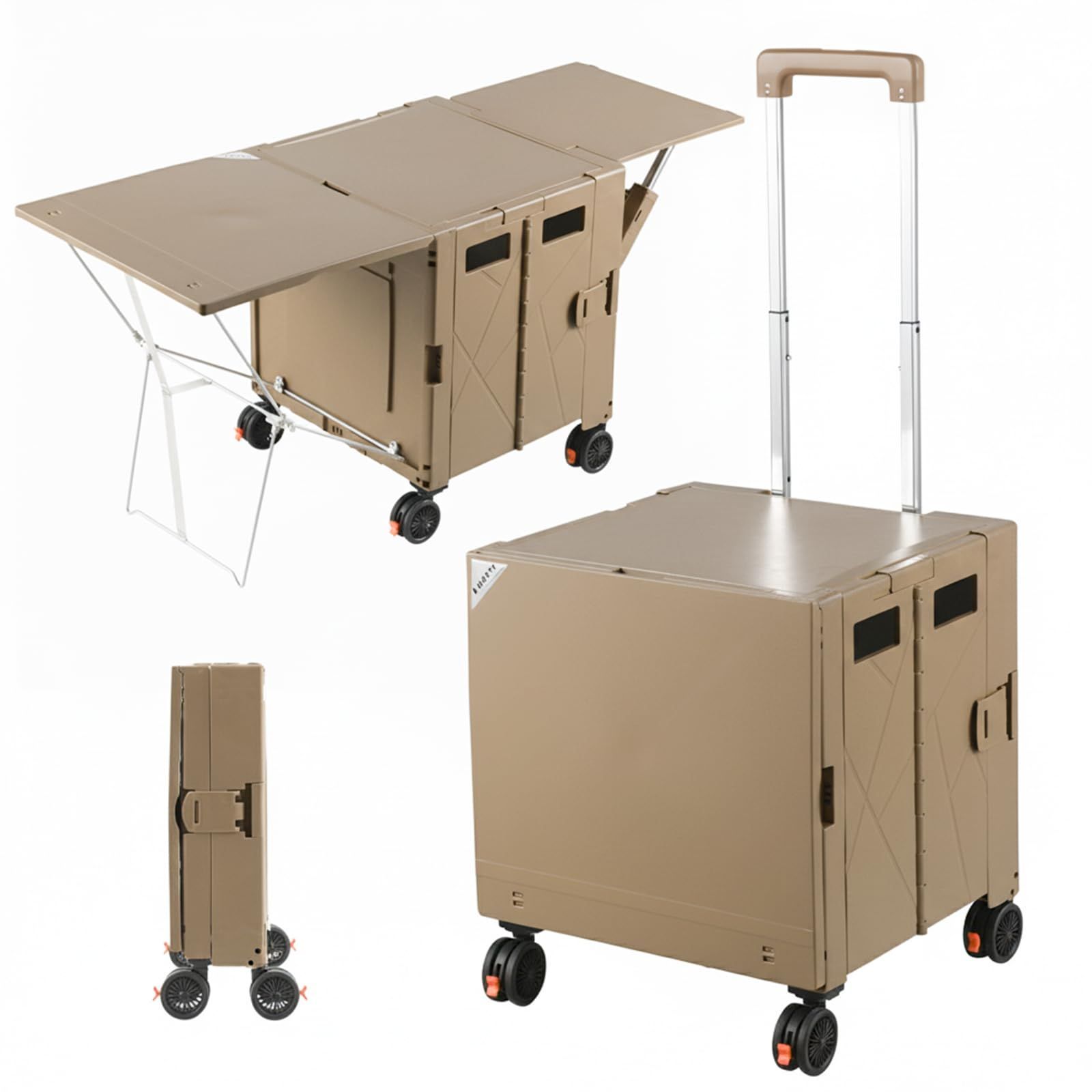 【特価商品】キャリーカート 折りたたみ55L ショッピングカート 幅44×奥行43×高さ105cm/耐荷重100kg/360°回転四輪 蓋付き RULAYMAN コンパクト 軽量 アウトドア ピクニック キャンプ用 座れる 家庭用 釣り 運動会 簡単取り付け-
