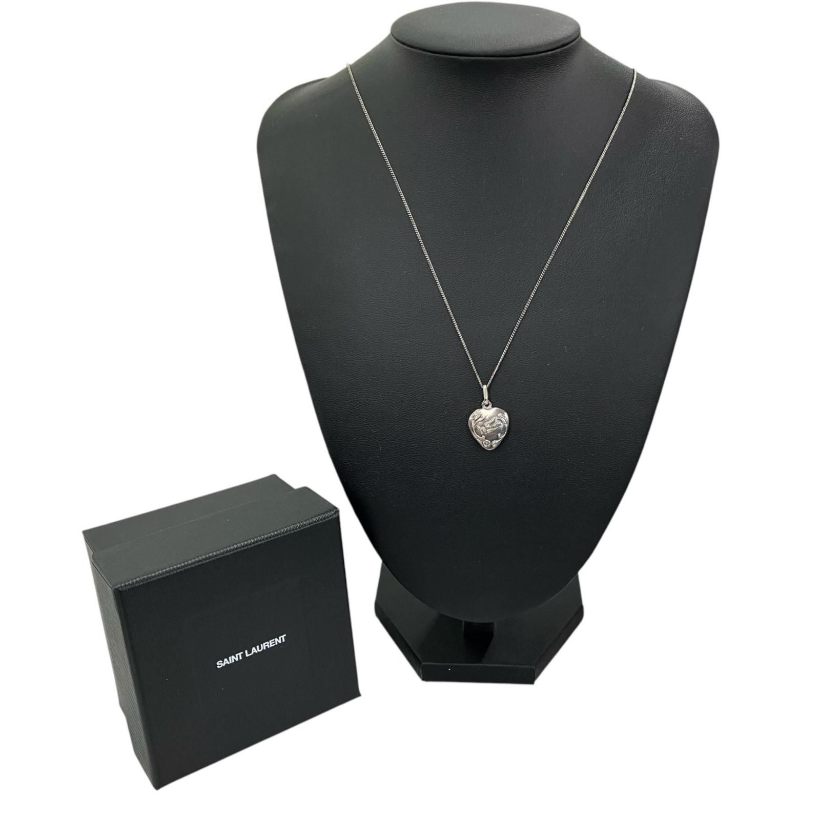 186005 SAINT LAURENT サンローラン ハートモチーフ 鳥 花 ネックレス 