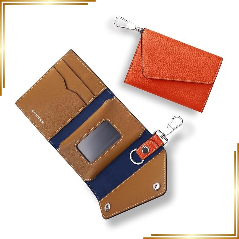 【新品】 [COGURE] コグレ スマートキーケース 本革 レザー メンズ レディース カード入れ キーリング スマートキーホルダー 専用ボックス COP-MKC オレンジ