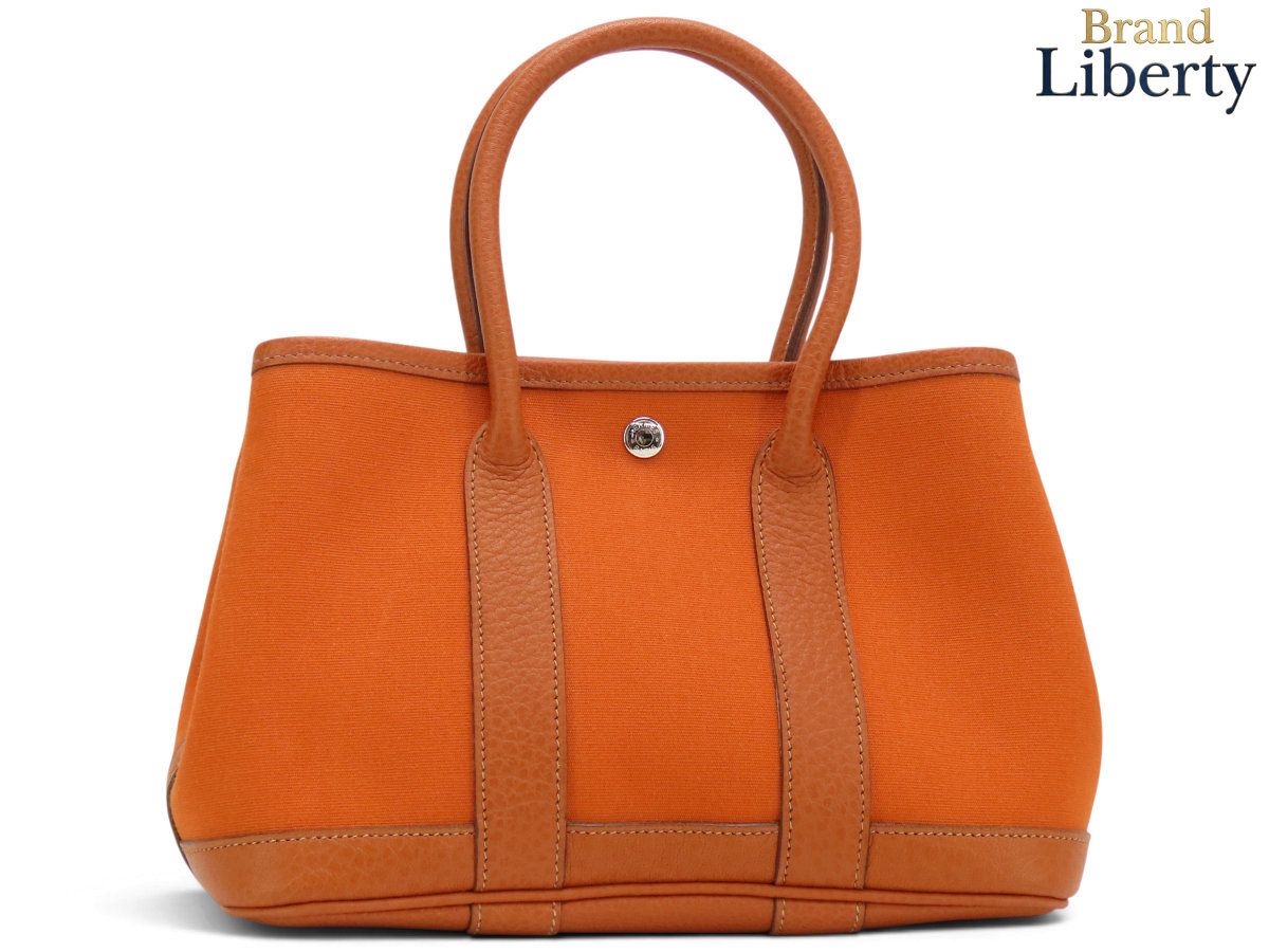 【新品同様】エルメス HERMES ガーデンパーティ TTPM トートバッグ ハンドバッグ ポティロン オレンジ トワルオフィシエ レザー □I刻