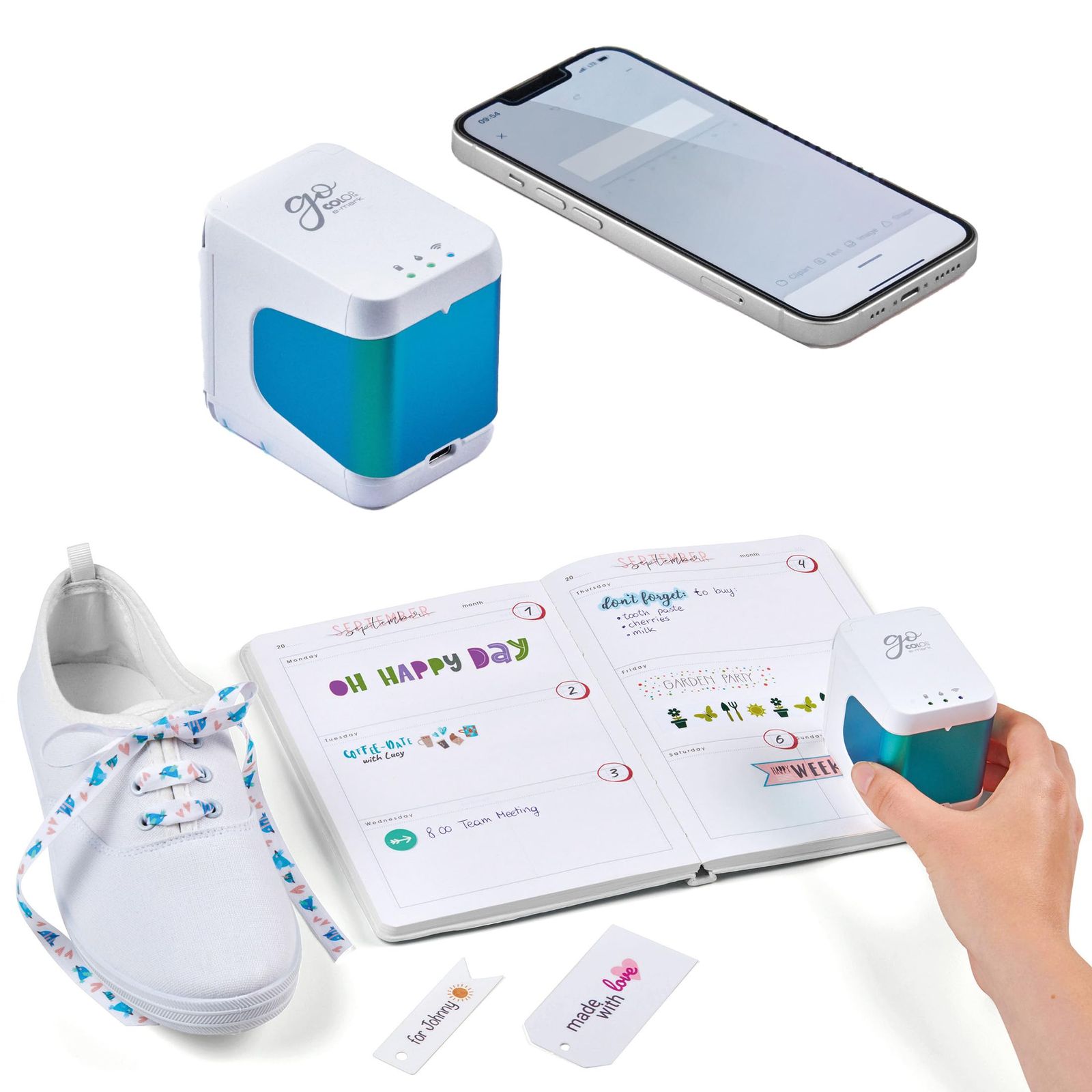 Colop e-Mark Go ラベルライター モバイルプリンター アクセサリキット ミニプリンター スマホ対応 ハンディプリンター スマホプリンター