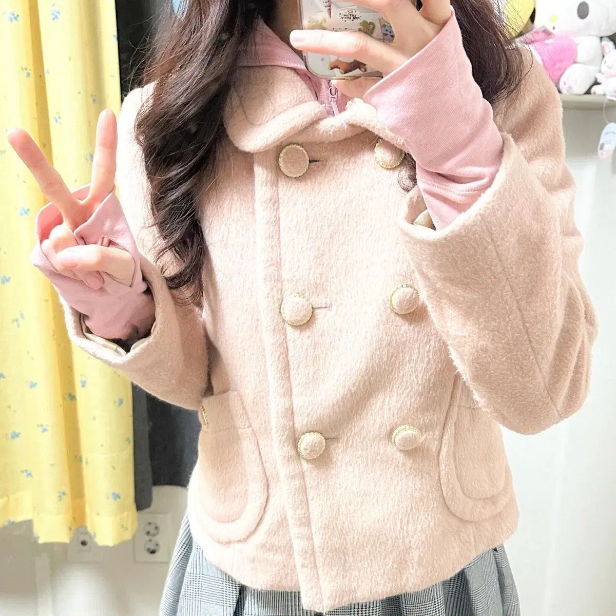 ヴィンテージ イングニ ピンク ファー コート 姫ギャル ロギャル ラテ 森ガール 平成 姫カジュアル