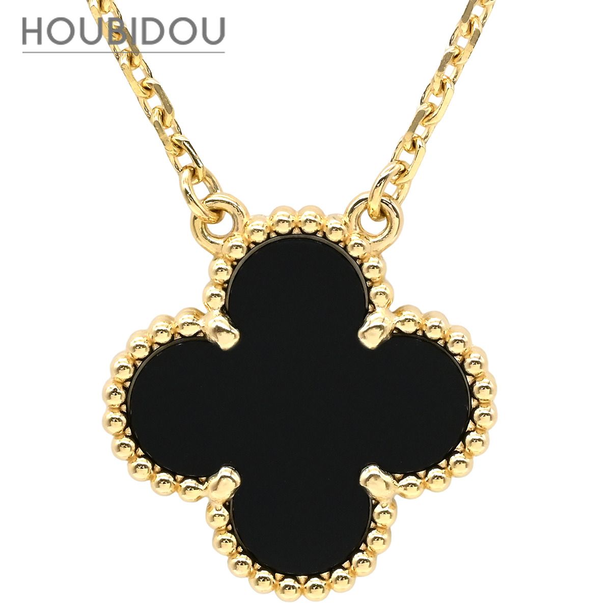 ヴァンクリーフアーペル Van Cleef & Arpels ネックレス ヴィンテージ アルハンブラ ペンダント ブラック×イエローゴールド Au750 18K 黒 オニキス VCARA45800 【修理証明書】【中古】