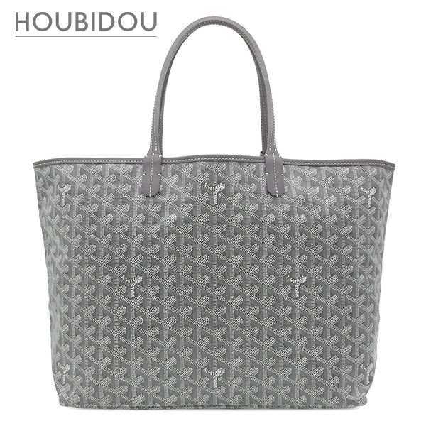 ゴヤール GOYARD トートバッグ サンルイPM PVCコーティングキャンバス ゴヤールディンキャンバス シュヴロッシュカーフスキン グレー シルバー金具 リバーシブル ヘリンボーン 【保存袋】【中古】