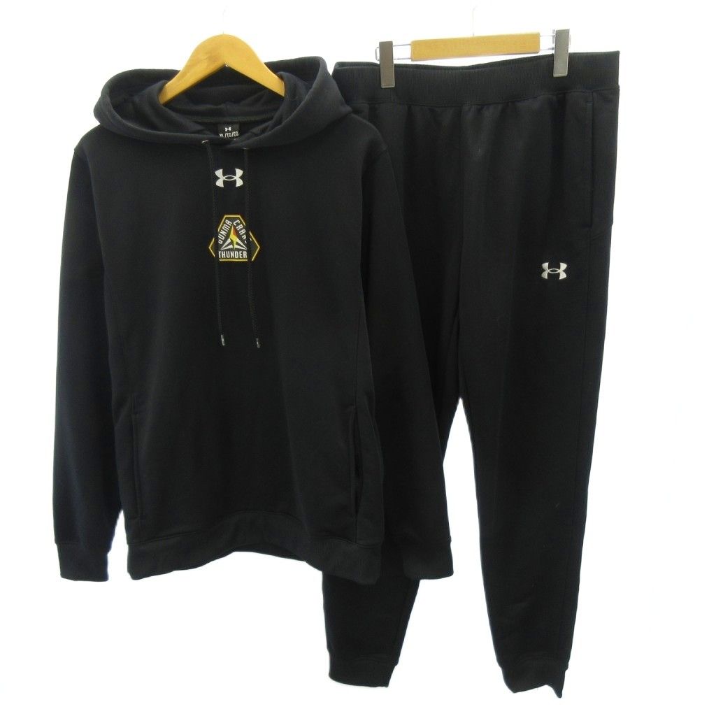 アンダーアーマー UNDER ARMOUR 美品 Bリーグ 群馬クレインサンダーズ セットアップ プルオーバー パーカー トラックパンツ ロゴ プリント XL 黒 ブラック 0626 10,147円