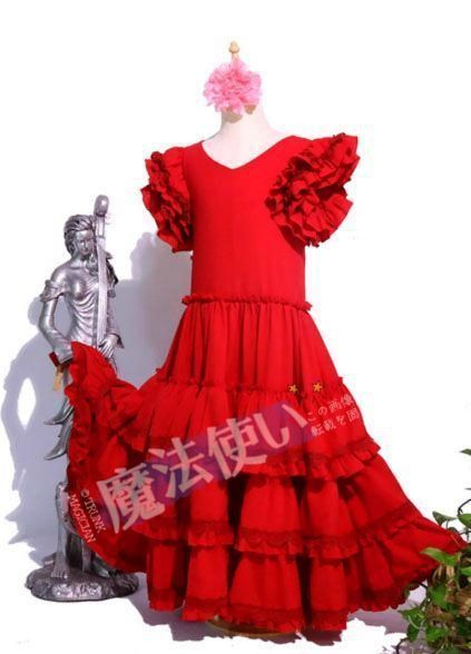 フラメンコ衣装　Flamenco ドレス 4層 子供～大人 オーダーメイド CWF629P041