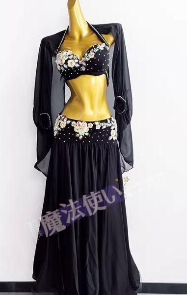ベリーダンス衣装 ブラスカートセットアップ 白/黒 オーダーメイド CWF629P036