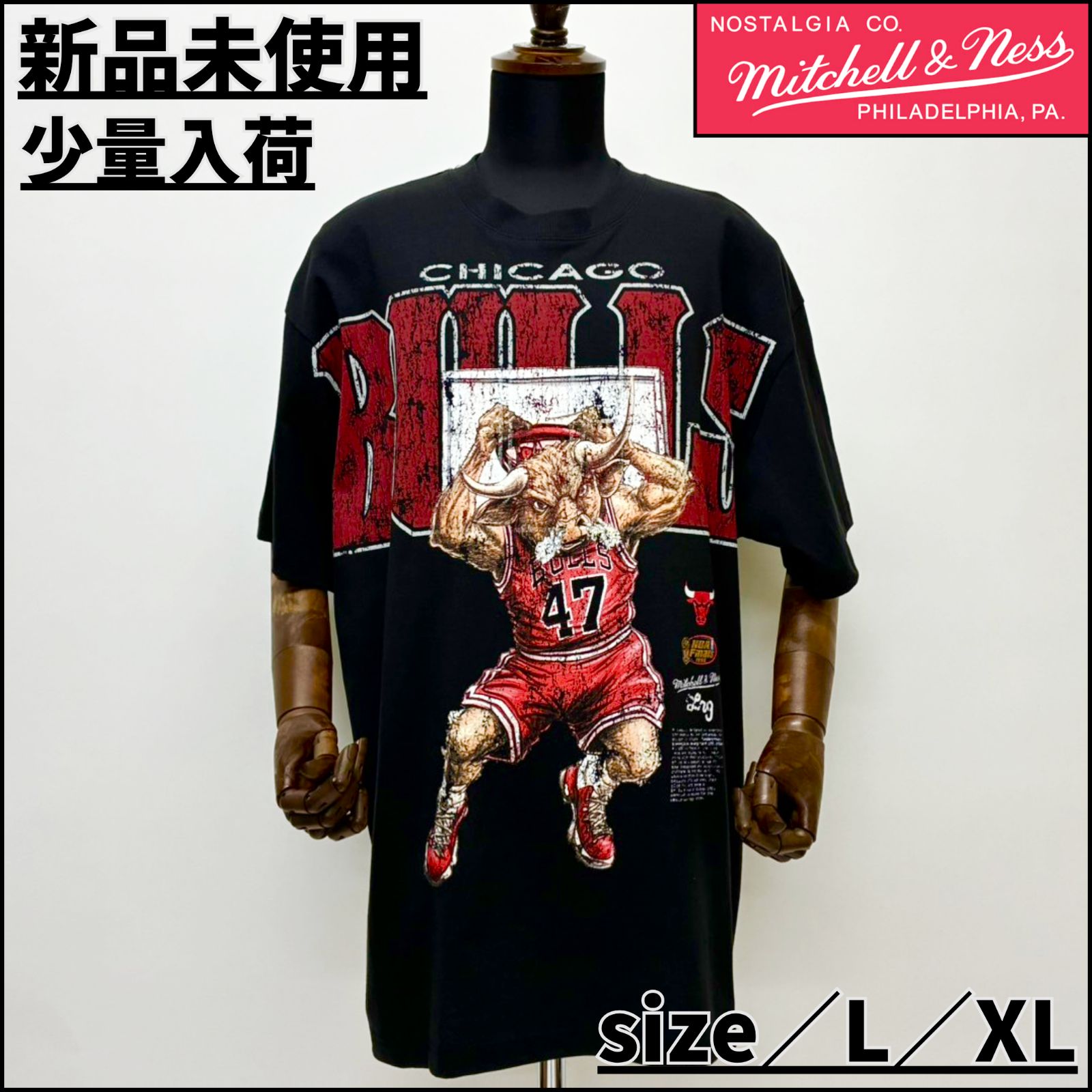 【新作】【LRG Mitchell u0026 Ness ・BULLS(ブラック)】ストリートファッション HIPHOP ラッパー ミッチェルアンドネス ブルズ バスケ 限定 コラボ 半袖 L XL 夏 ユニセックス 新品未使用 少量入荷 TP18499