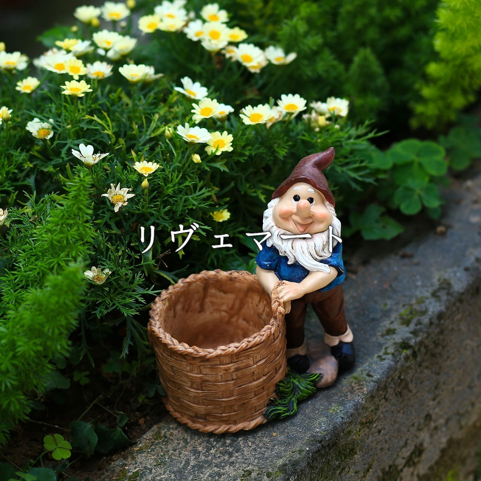 鉢植え 植木鉢 プランター プラントポット フラワーポット ガーデニング 樹脂 屋内 屋外 インテリア 庭 玄関 大きいカゴを運んでいる小人 多肉植物 サボテン 可愛い ユニークデザイン
