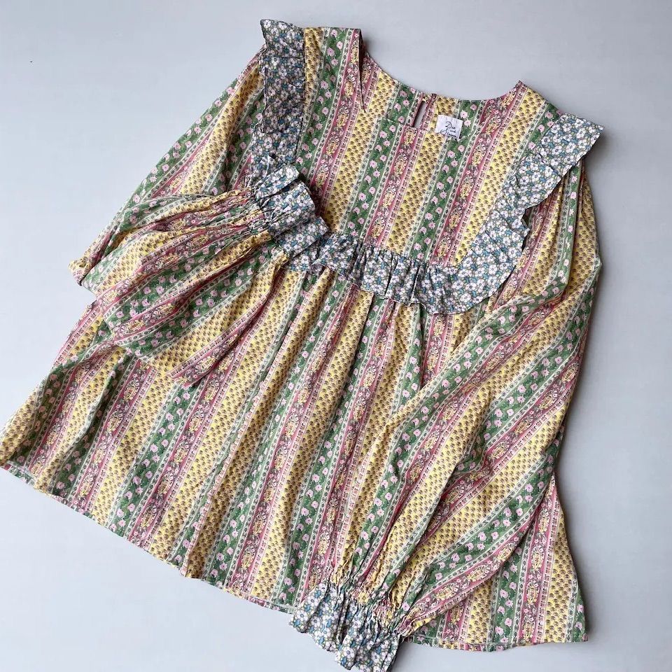 Dot＆Stripes CHILD WOMAN リバティプリント パッチワークブラウス