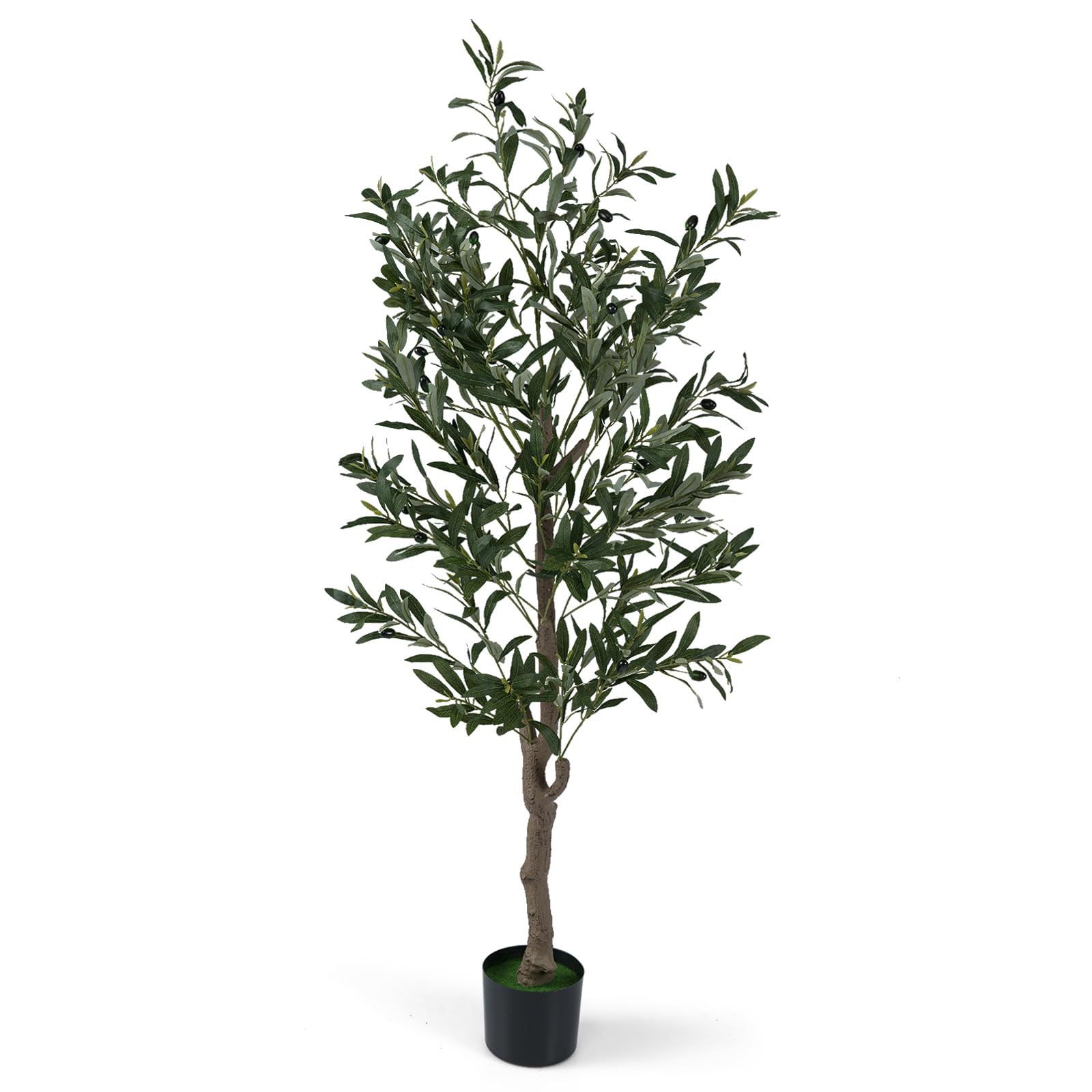 Goplus 人工観葉植物 オリーブの木 高さ150cm フェイクグリーン オリーブ 果実付き フェイク観葉植物 玄関 リビング ベッドルーム カフェ 事務所 おしゃれ フェイクｍａ