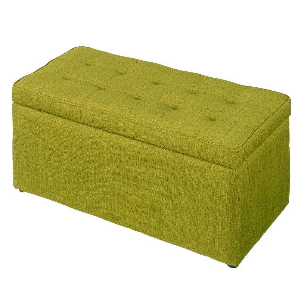 ぼん家具 収納スツール ワイド オットマン 収納ボックス 大容量 77×37.5cm 耐荷重100kg フットレスト ファブリック グリーンｍａ