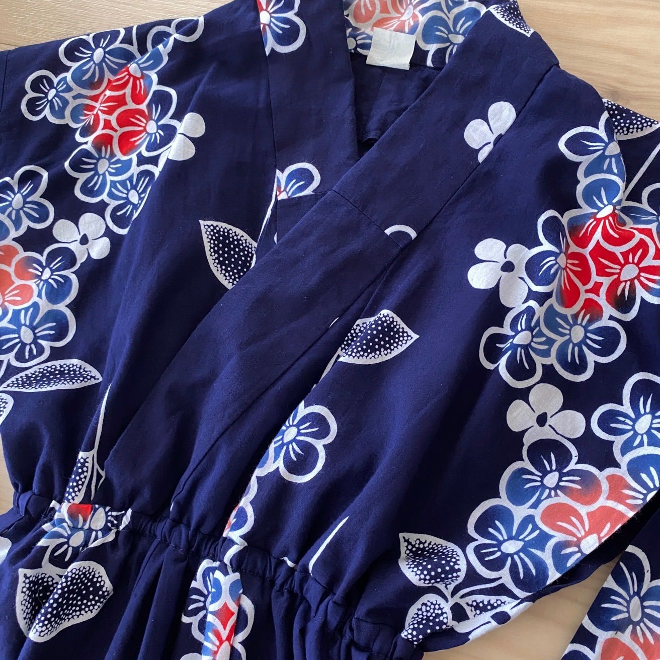 浴衣リメイクワンピース　紫陽花柄　3点セット