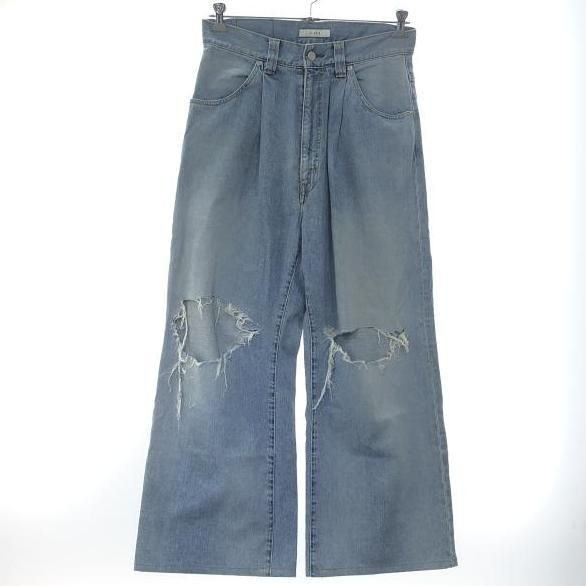 【中古】JieDa DAMAGE ONE TUCK WIDE STRAIGHT DENIM 2 Jie-23S-PT02-C ブルー ジエダ[10]