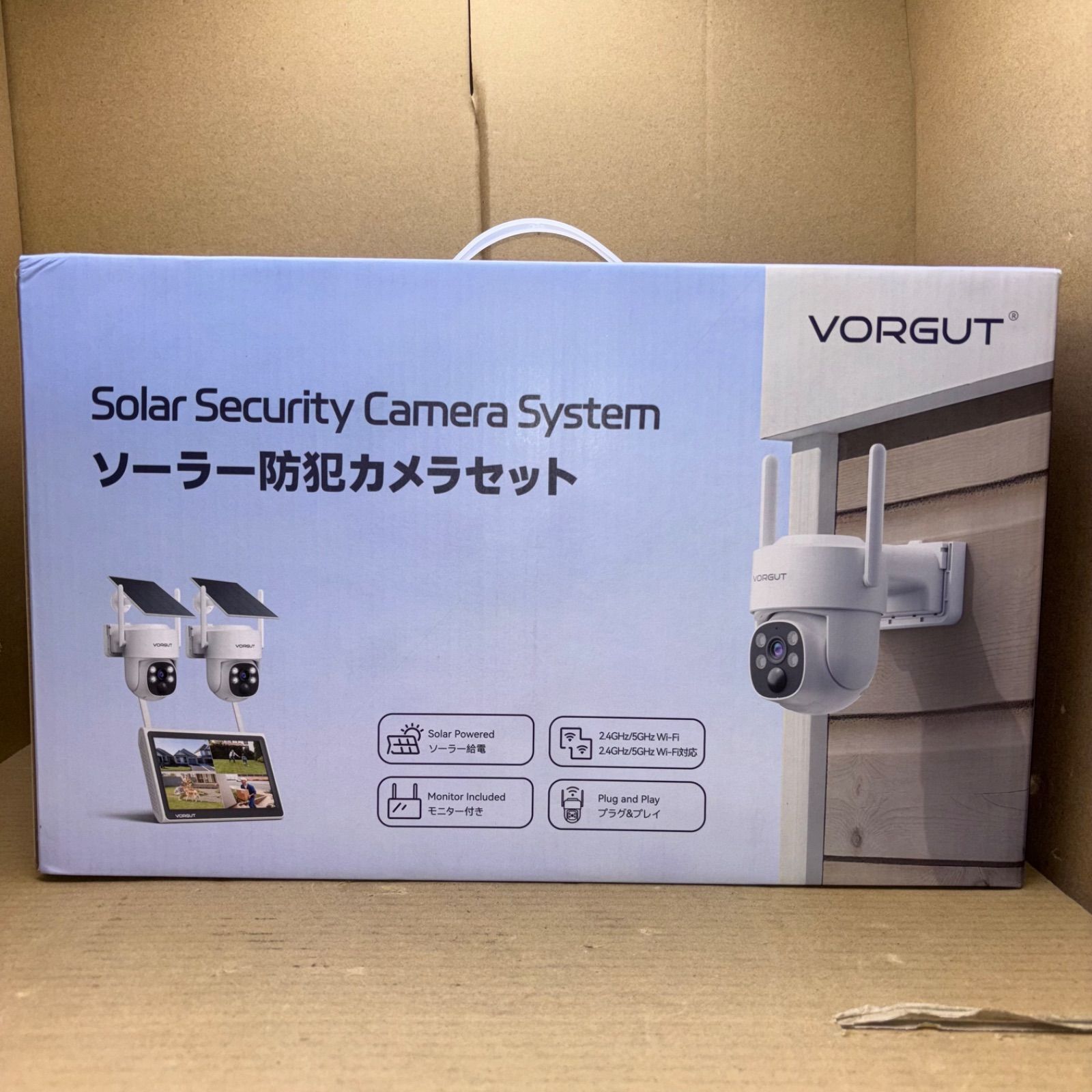 新品 VORGUT 防犯カメラ 屋外 ソーラー 防犯カメラ 2台＋モニター