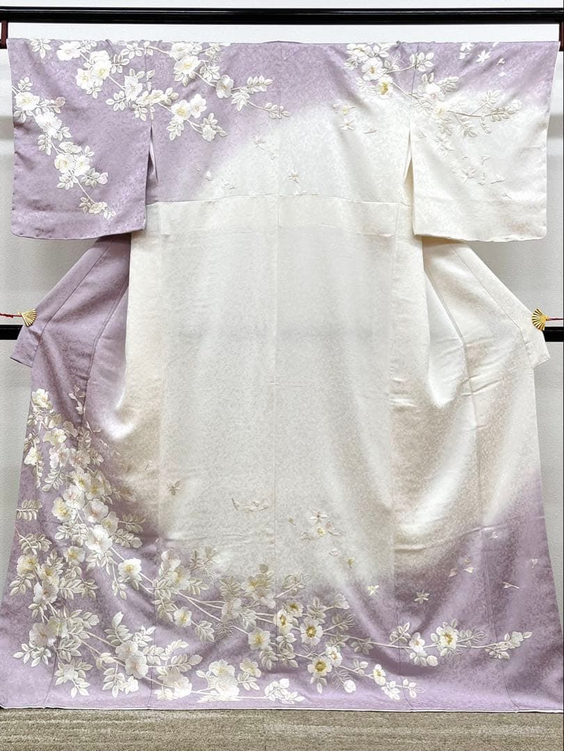 手刺繍 訪問着 紋意匠 正絹 躾糸付き HKT192