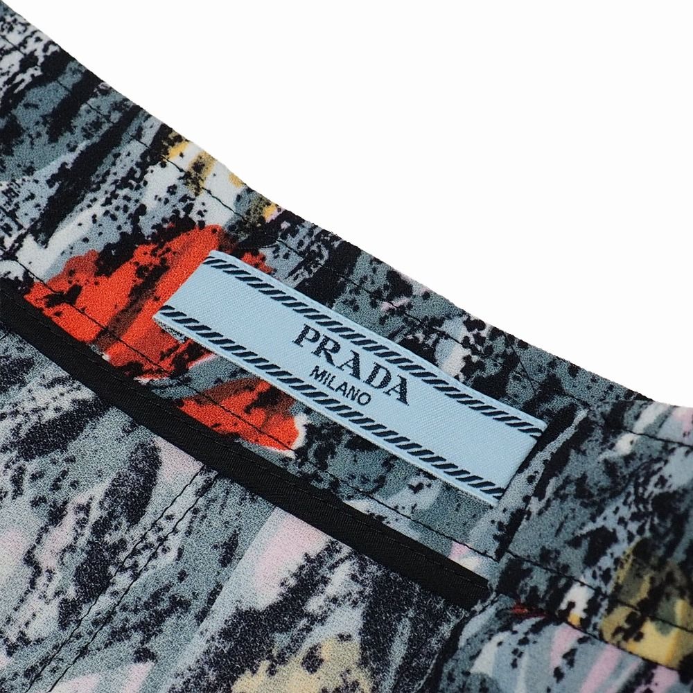 PRADA プラダ スカート サイズ40S フラワープリント プリーツスカート