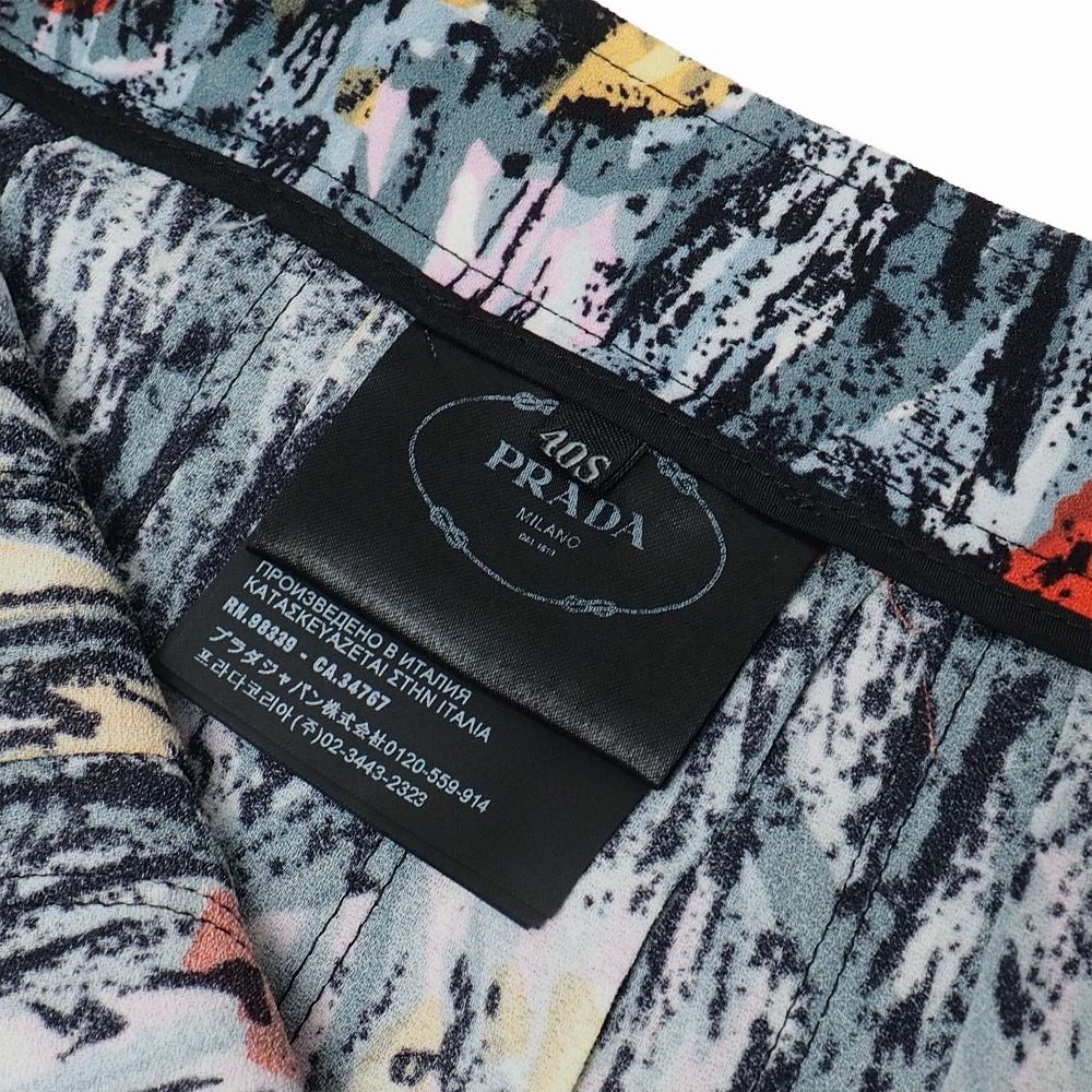 PRADA プラダ スカート サイズ40S フラワープリント プリーツスカート