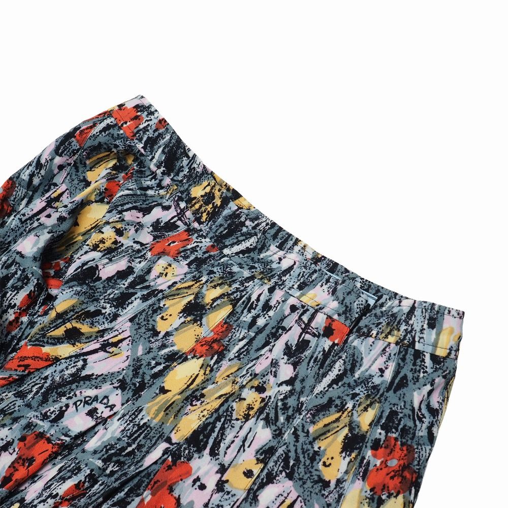 PRADA プラダ スカート サイズ40S フラワープリント プリーツスカート