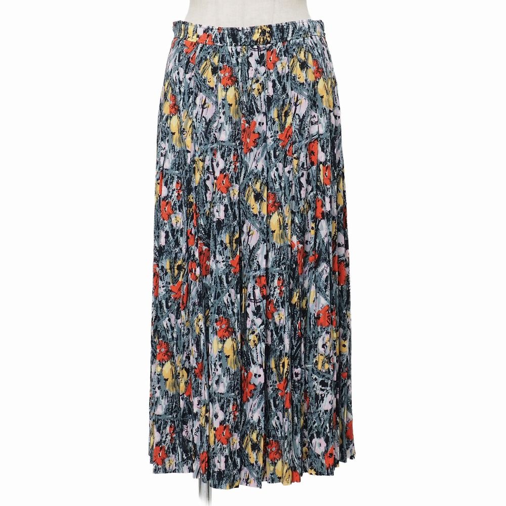 PRADA プラダ スカート サイズ40S フラワープリント プリーツスカート イタリア製 ブランド古着【中古】20260629/RA9940