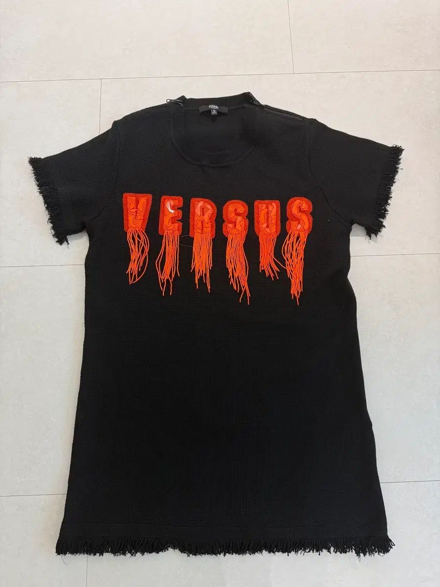 Versace ヴェルサーチェ フリンジ ロゴ ジッパー Tシャツ XS