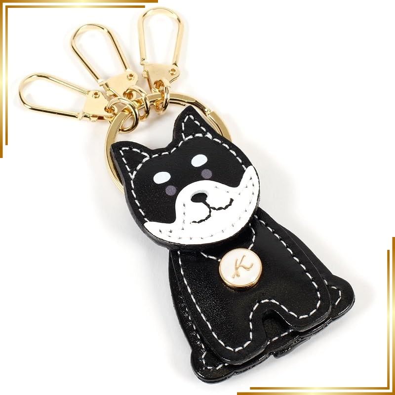 【新品】 [キタムラ] 立たせたり顔を動かしたりできる 柴犬キーホルダー NH0861 ブラック／ホワイト（マロマユ） [黒] 15902