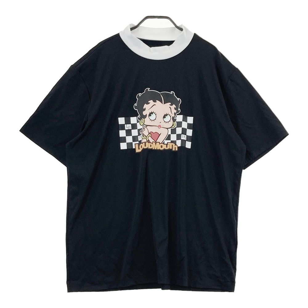 サイズ：3L LOUD MOUTH ラウドマウス 半袖モックネックTシャツ Betty Boop ブラック系 [240101724093] ゴルフウェア メンズ ストスト