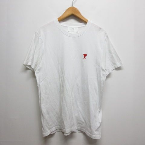 アミ アレクサンドル マテュッシ ami alexandre mattiussi AMI PARIS アミパリス AMI SMALL HEART LOGO 半袖 Tシャツ M オフホワイト 白 ハートロゴ刺繍 BFUTS001-724 ☆AA★