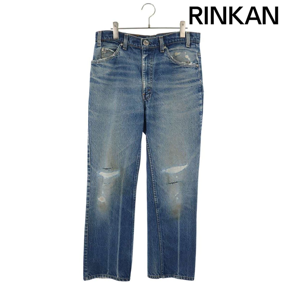 クロムハーツ U VNTG JEAN BLU ORNG TAB 517 クロスパッチ付きウォッシュド517デニムパンツ メンズ 32インチ
