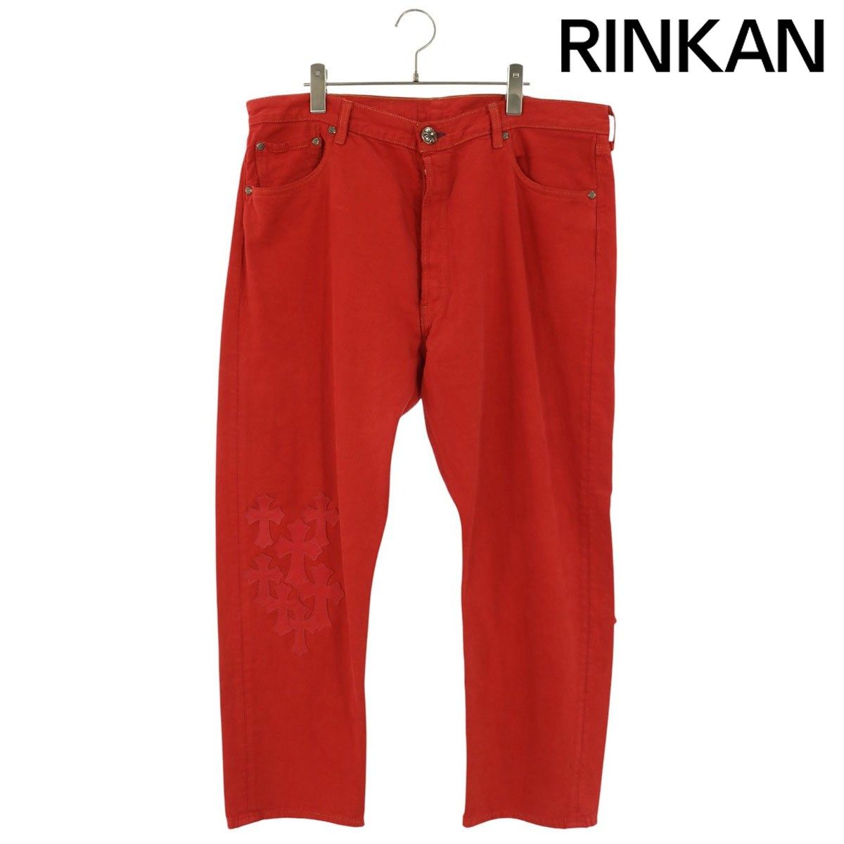 クロムハーツ U VNTG JEAN RED RED TAB ラージクロスパッチ付きデニムパンツ メンズ 36インチ