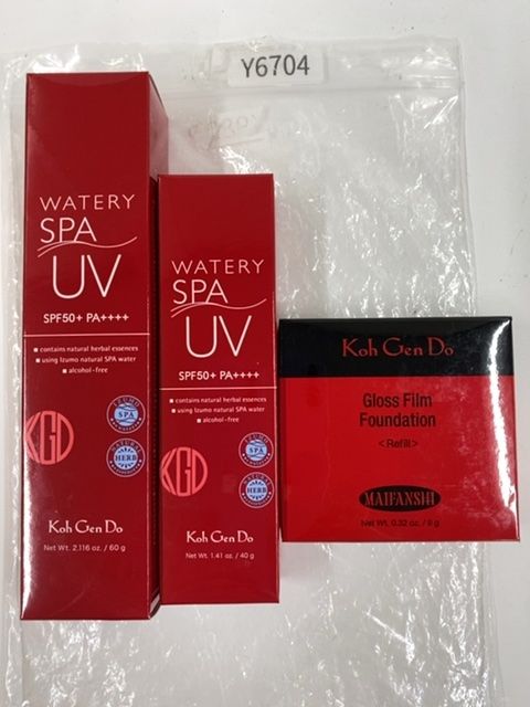 Y6704 江原道 ウォータリーUVジェル SPF50+ PA++++ 60g／江原道 ウォータリーUVジェル SPF50+ PA++++ 40g／江原道 マイファンスィー グロス フィルム ファンデーション レフィル 113 SPA30 PA+++ 9g 計