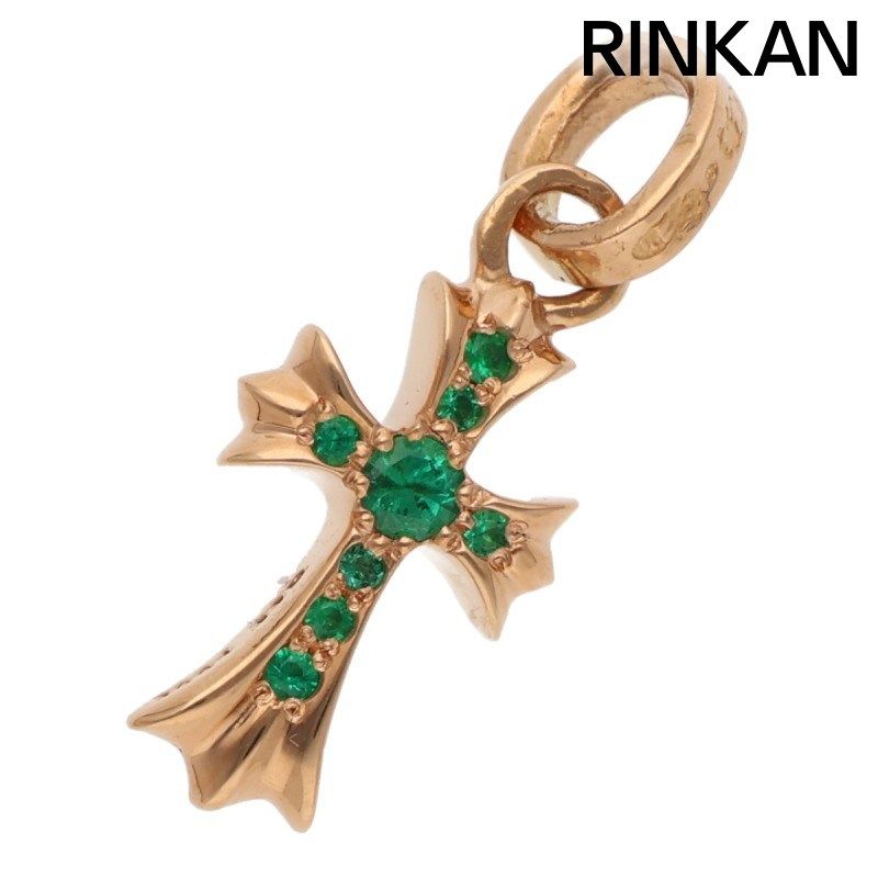 クロムハーツ 22K CRS BBYFAT P/EMRLD/ベイビーファット PAVEエメラルド/ゴールドネックレストップ メンズ