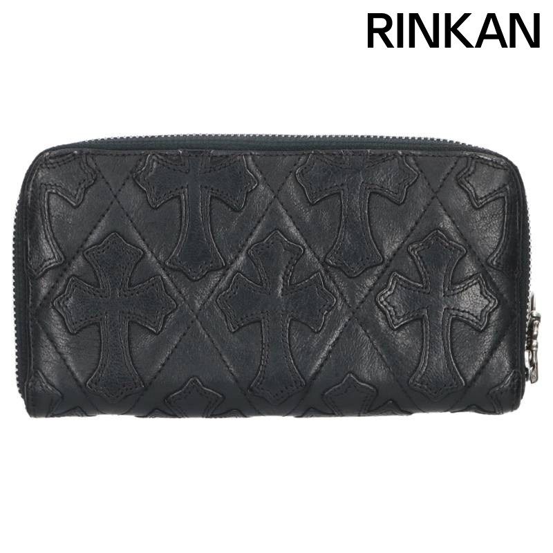 クロムハーツ REC F ZIP/QUILTED セメタリークロスキルティングレザーウォレット財布 メンズ