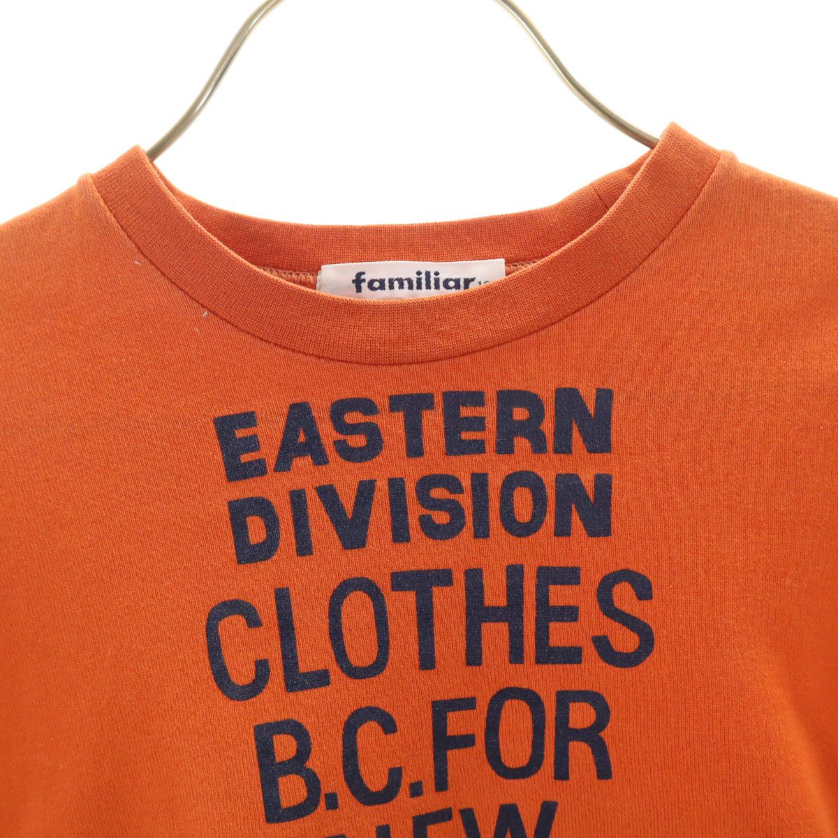 Familiar ファミリア 長袖 Tシャツ 100 オレンジ ロンT キッズ 古着