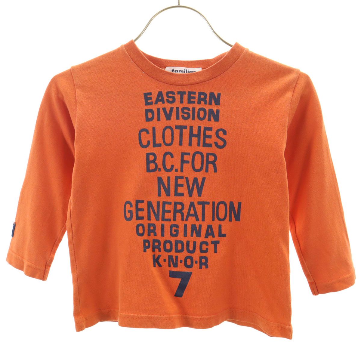 Familiar ファミリア 長袖 Tシャツ 100 オレンジ ロンT キッズ 古着