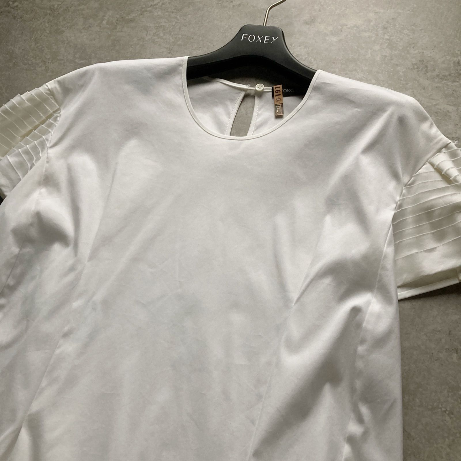 ヨーコチャン YOKO CHAN 半袖Tシャツ トップス カットソー プリーツ 白