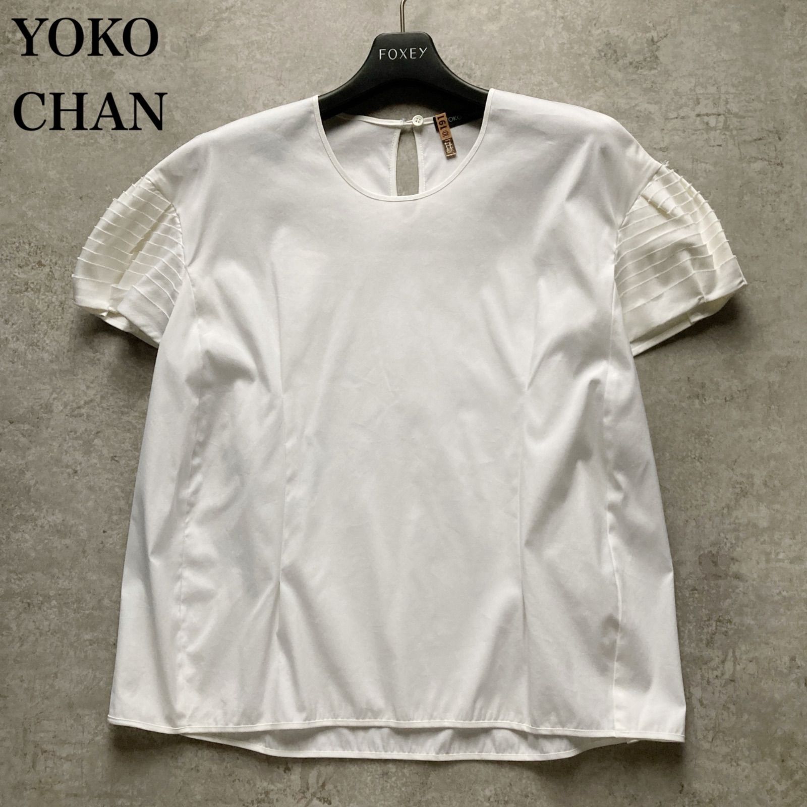 ヨーコチャン YOKO CHAN 半袖Tシャツ トップス カットソー プリーツ 白 