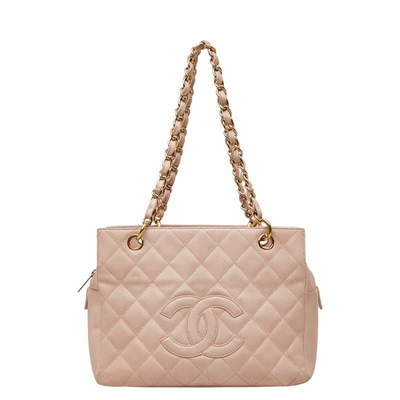 シャネル マトラッセ ココマーク チェーン ショルダーバッグ ピンク キャビアスキン レディース CHANEL【1-0270669】
