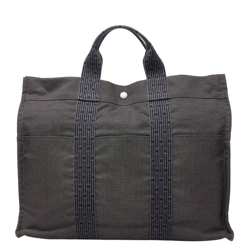 エルメス エールラインMM トートバッグ ハンドバッグ グレー系 キャンバス レディース HERMES【230-75628】